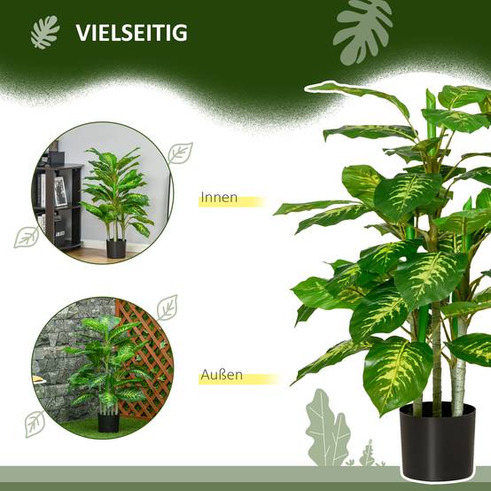 Plante Artificielle Dieffenbachia Plastique Intérieur Extérieur Sans Entretien 95cm Vert - ComfortXL Outdoor Living - Image 8