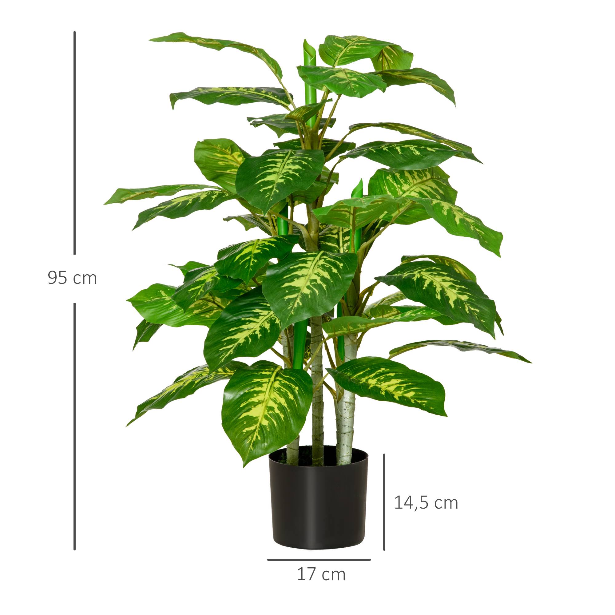 Plante Artificielle Dieffenbachia Plastique Intérieur Extérieur Sans Entretien 95cm Vert - ComfortXL Outdoor Living - Image 5
