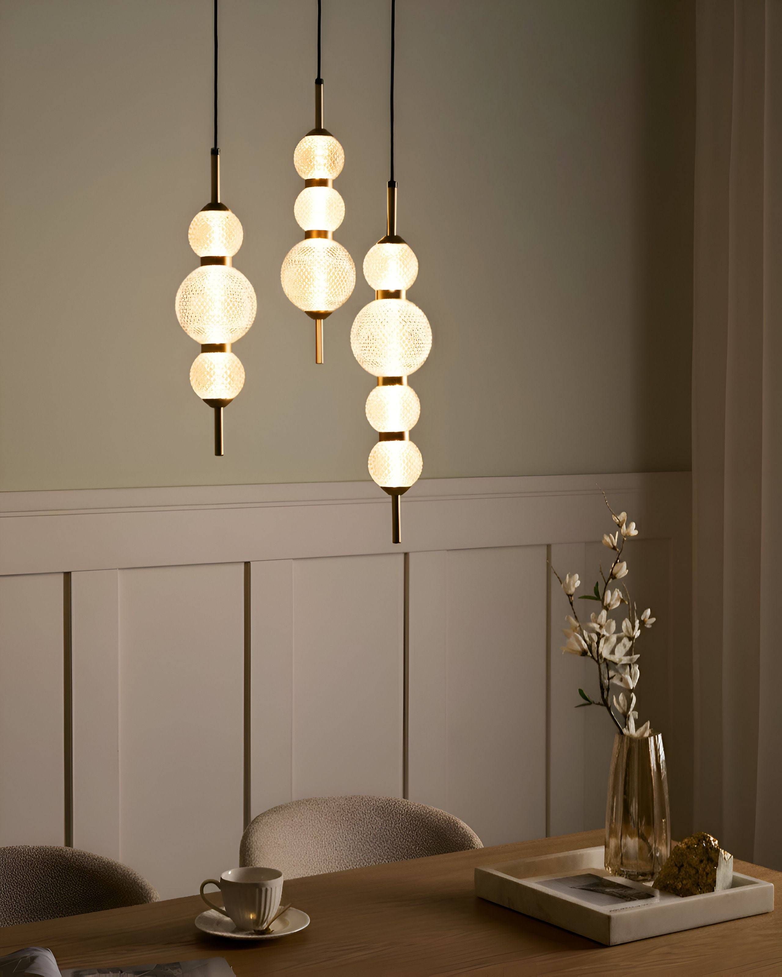 Beliani - Lampe suspension Verre Doré ARAS - 30x30x130- Beliani - Image 1