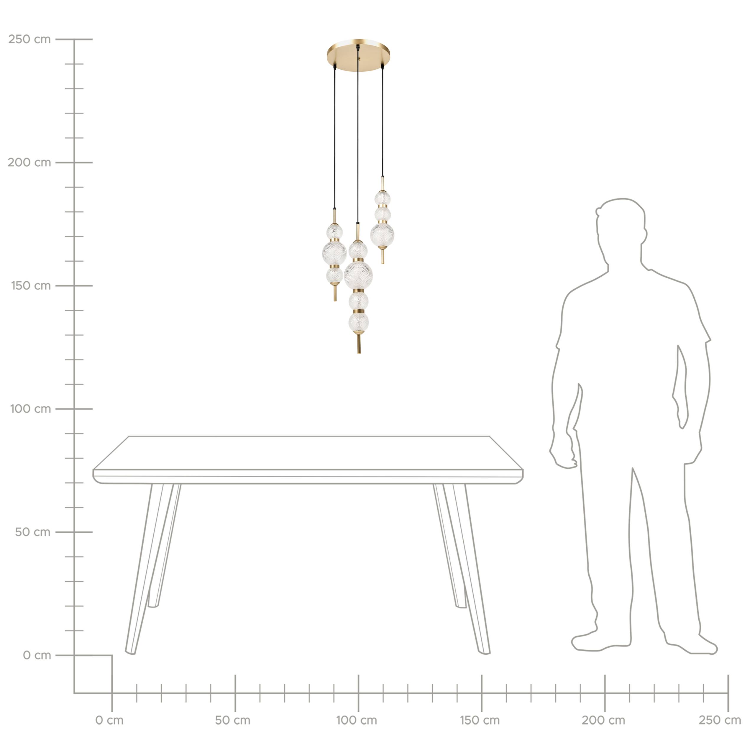 Beliani - Lampe suspension Verre Doré ARAS - 30x30x130- Beliani - Image 7