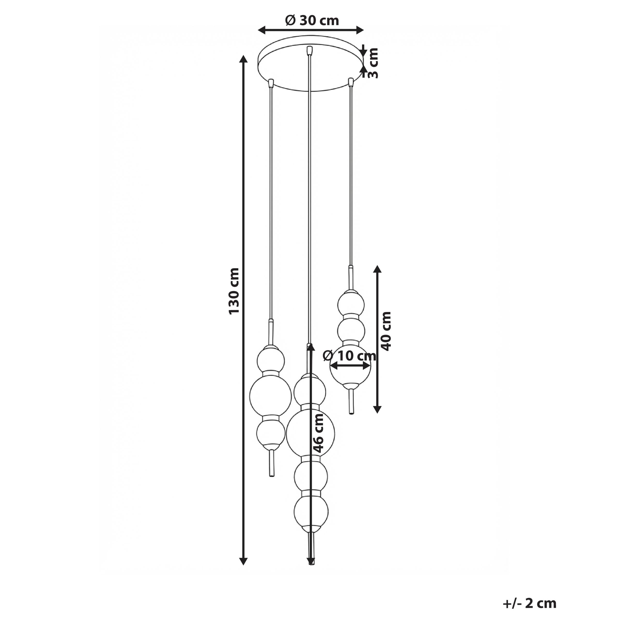Beliani - Lampe suspension Verre Doré ARAS - 30x30x130- Beliani - Image 3