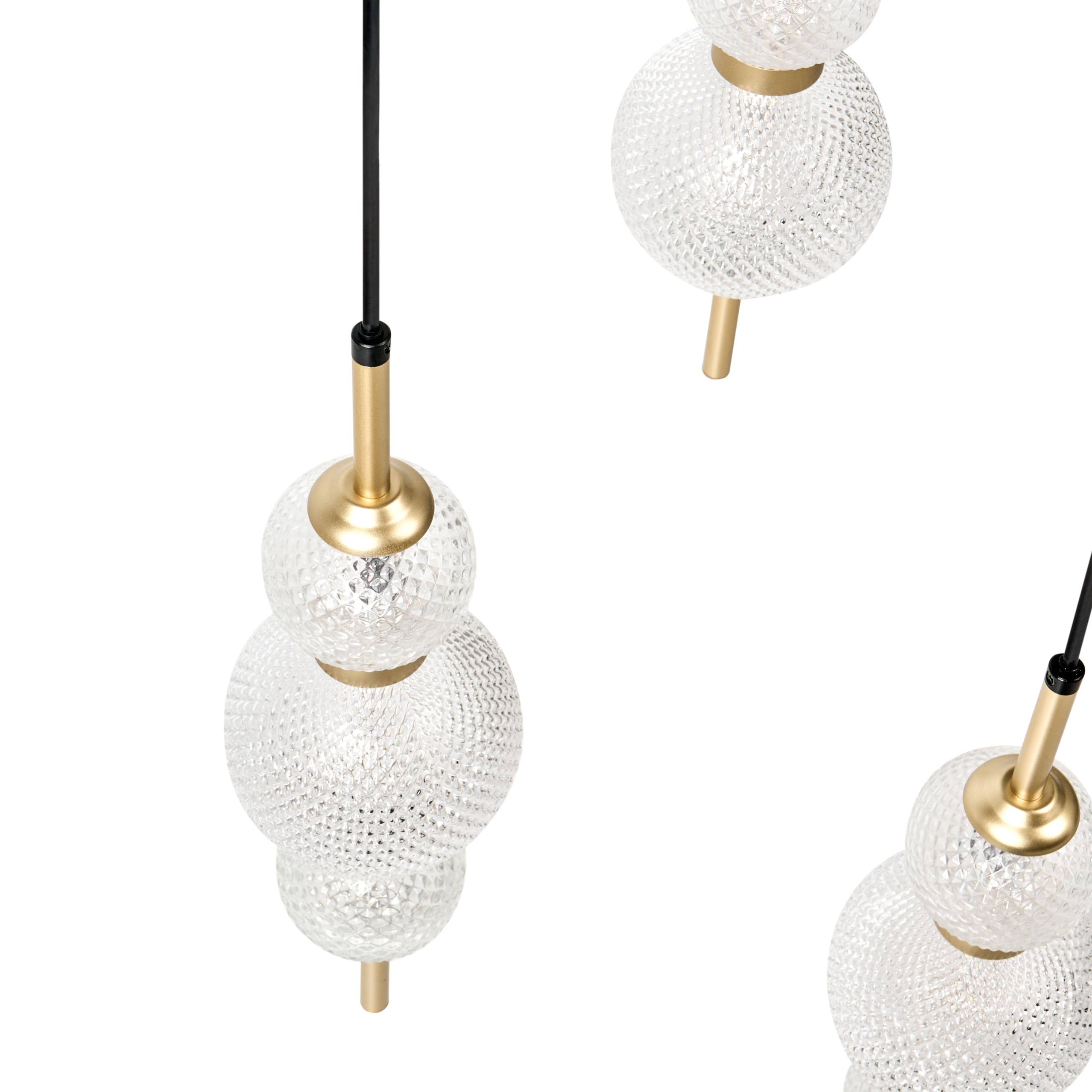 Beliani - Lampe suspension Verre Doré ARAS - 30x30x130- Beliani - Image 5