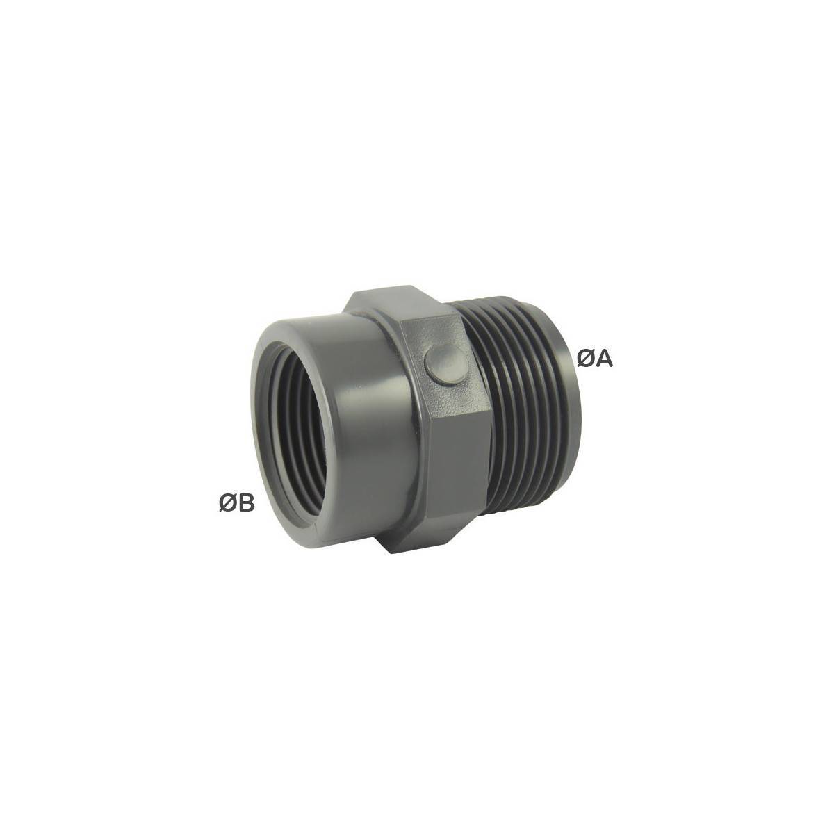 Codital - Réduction Mâle-Femelle PVC-U à visser PN16 : Adaptateur MF compact - Ø A: 4'' | Ø B: 2''1/2 - Imagen 2