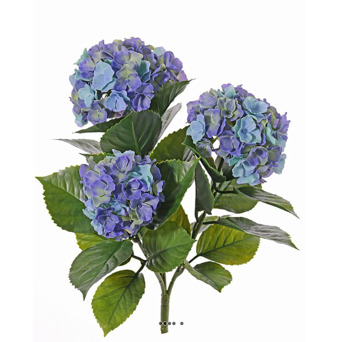 Artificielles - Hortensia artificiel 3 têtes en piquet pour extérieur H 43 cm Bleu pastel - couleur: Bleu pastel - Imagen 2