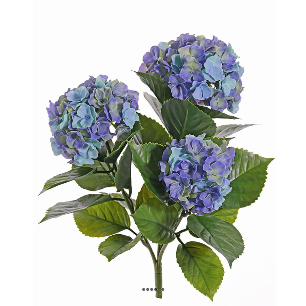 Artificielles - Hortensia artificiel 3 têtes en piquet pour extérieur H 43 cm Bleu pastel - couleur: Bleu pastel - Imagen 1
