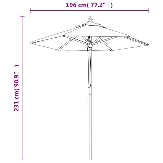 Helloshop26 - Parasol de jardin avec mât en bois 196 x 231 cm taupe - Imagen 6