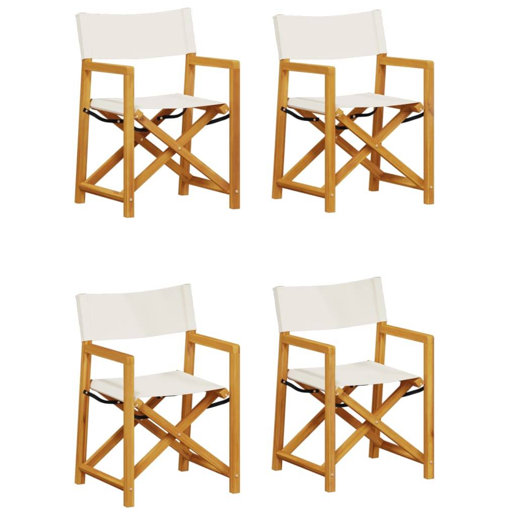 Lot de 4 Chaises de jardin pliables - Chaises d'extérieur - Chaise pliante de jardin blanc crème tissu-JU12493 - Image 1
