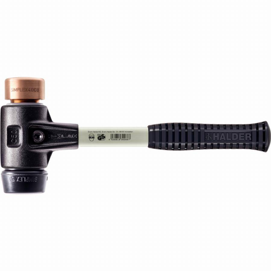 Maillet HALDER SIMPLEX caoutchouc chargé / cuivre avec boîtier en fonte malléable renforcée et manche en fibre de verre - D=30 mm - 3724.030