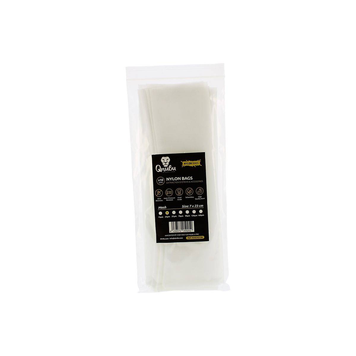 Lot de 10 sacs filtrants en nylon pour extraction - 25 microns 7x23cm - Image 1
