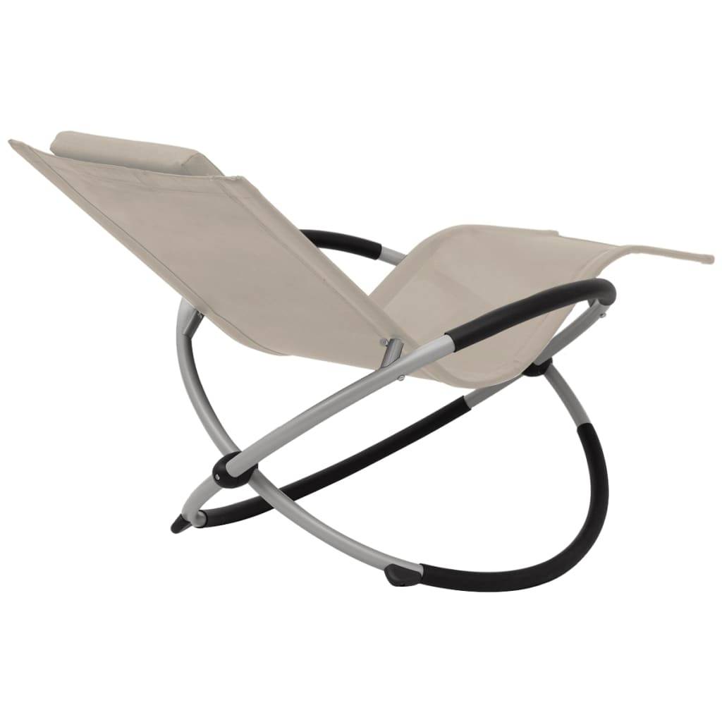 Helloshop26 - Transat chaise longue bain de soleil lit de jardin terrasse meuble d'extérieur géométrique d'extérieur acier crème - Imagen 4