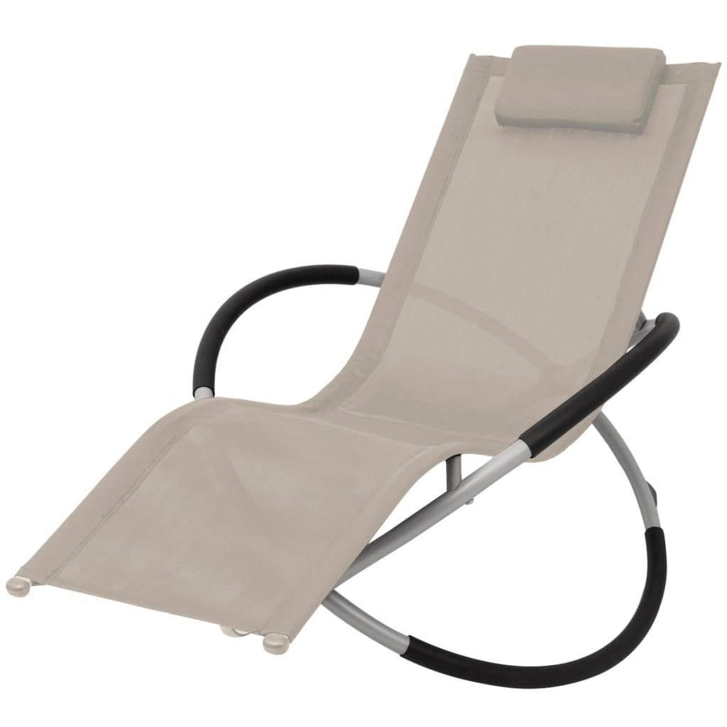 Helloshop26 - Transat chaise longue bain de soleil lit de jardin terrasse meuble d'extérieur géométrique d'extérieur acier crème - Imagen 1