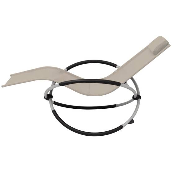 Helloshop26 - Transat chaise longue bain de soleil lit de jardin terrasse meuble d'extérieur géométrique d'extérieur acier crème - Imagen 3