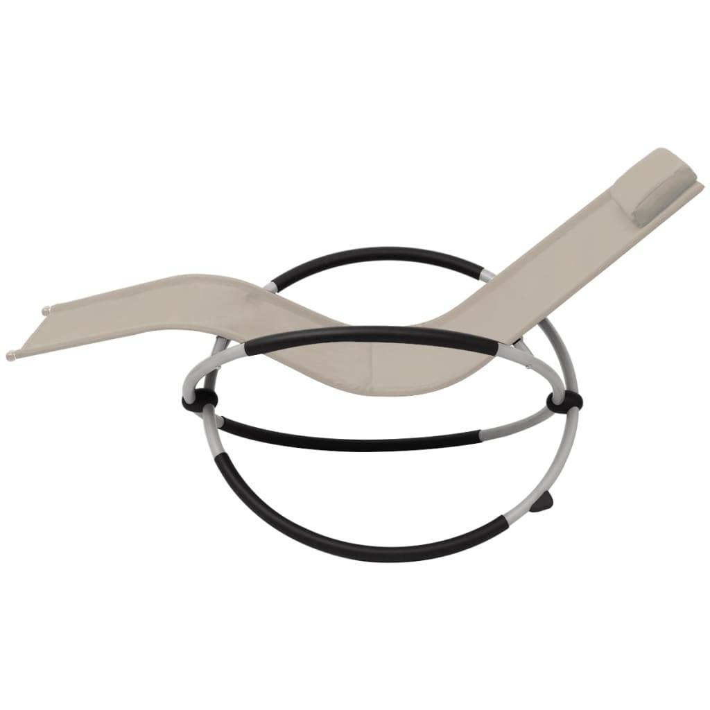 Helloshop26 - Transat chaise longue bain de soleil lit de jardin terrasse meuble d'extérieur géométrique d'extérieur acier crème - Imagen 3