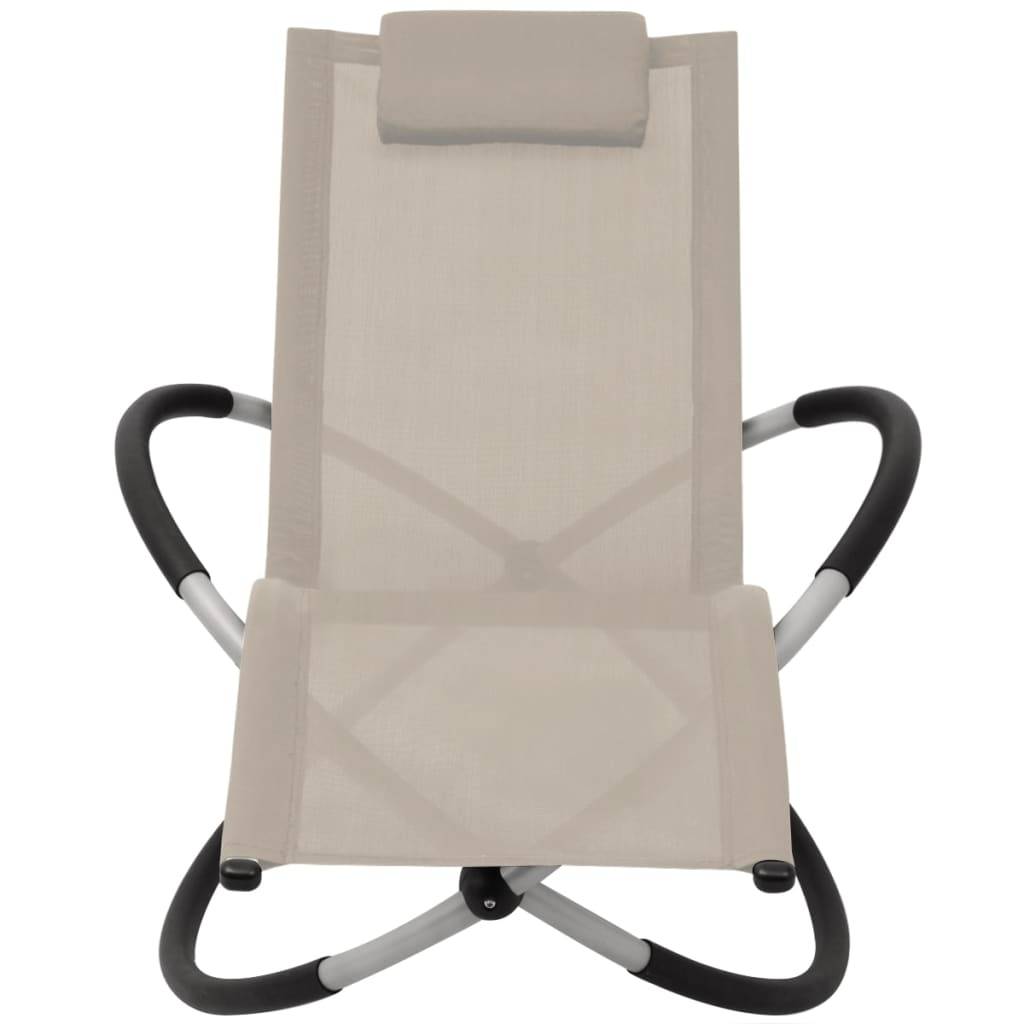 Helloshop26 - Transat chaise longue bain de soleil lit de jardin terrasse meuble d'extérieur géométrique d'extérieur acier crème - Imagen 2