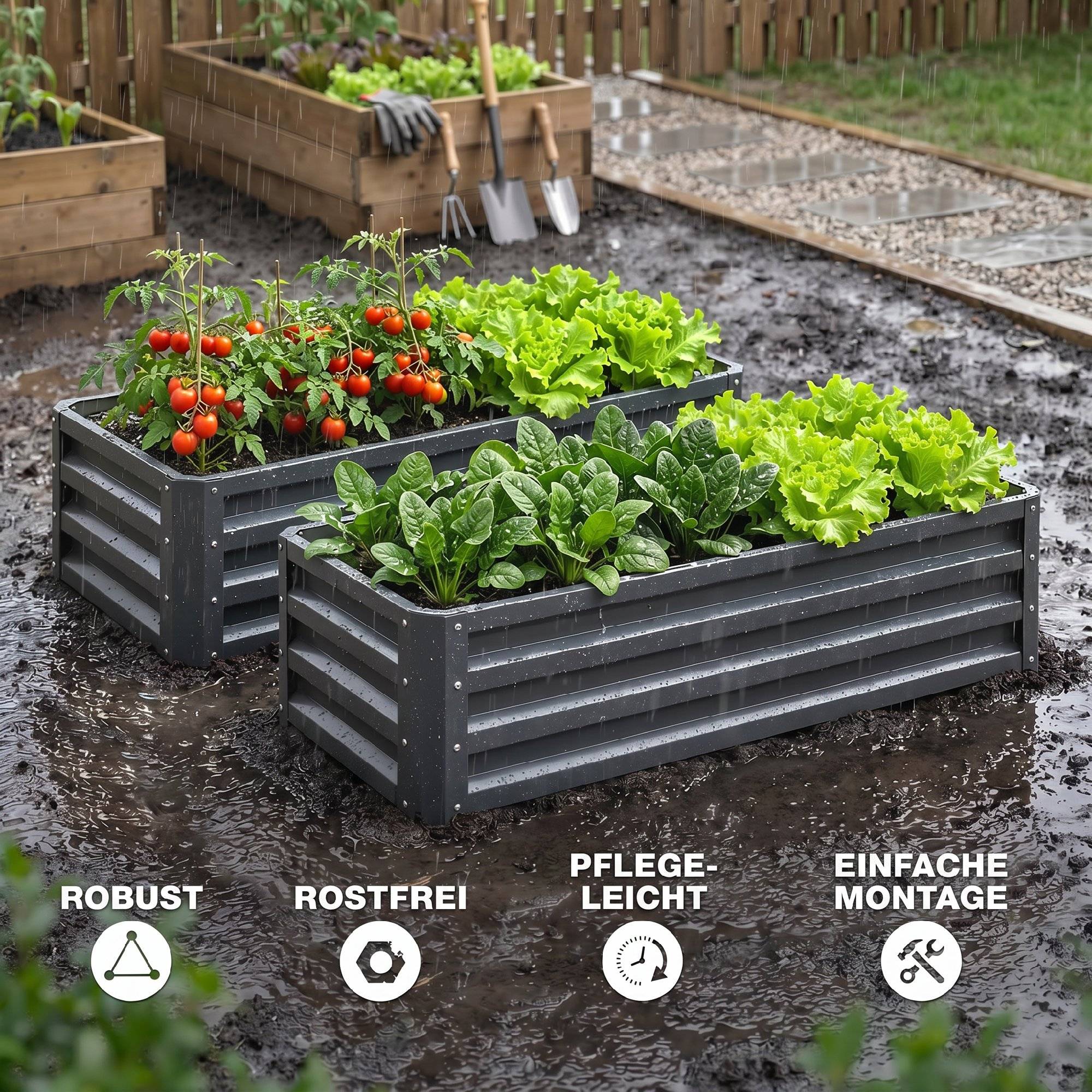 PANGIVO - Carré potager acier gris foncé 110 x 50 x 30 cm - PANGIVO - Image 9