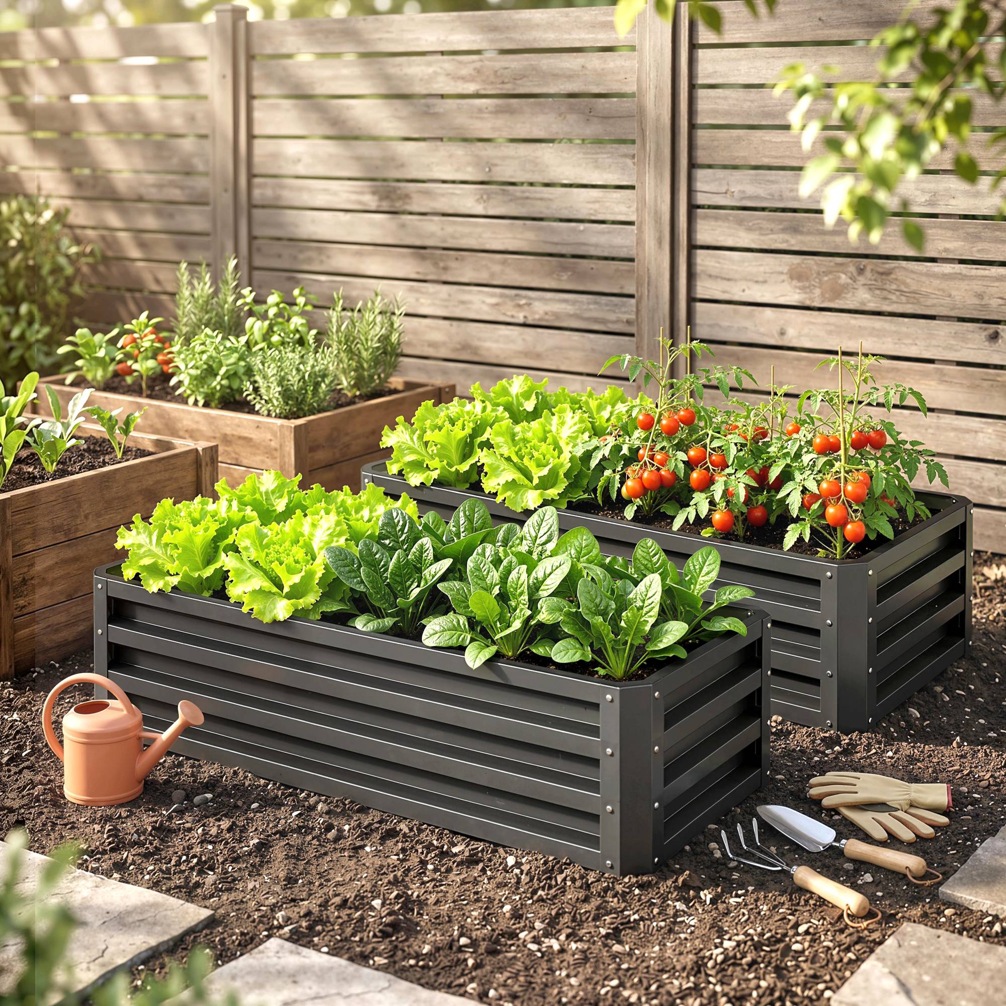 PANGIVO - Carré potager acier gris foncé 110 x 50 x 30 cm - PANGIVO - Image 3