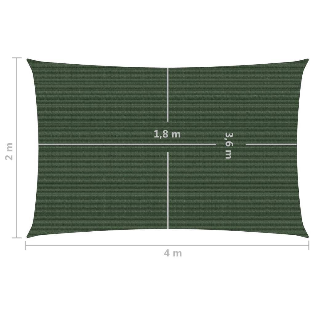 Helloshop26 - Voile toile d'ombrage parasol 160 g/m² PEHD 2 x 4 m vert foncé - Imagen 6