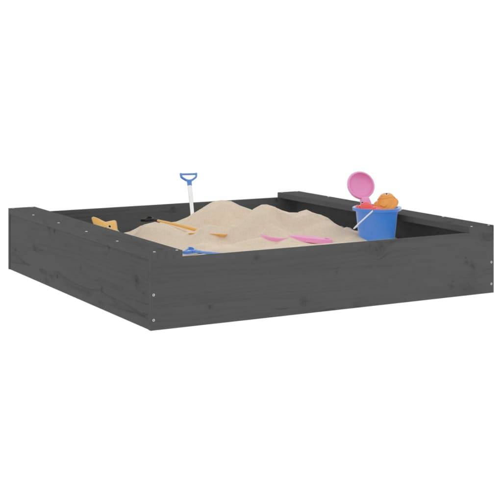 Bac à sable - Maison de jeu pour enfants avec sièges gris carré bois de pin massif MP116 - Image 3