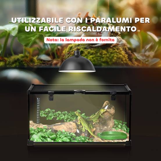Terrarium Verre Surélevé Reptiles Grille Métal Anti-Fugue 50x30cm Noir - ComfortXL Outdoor Living - Image 10