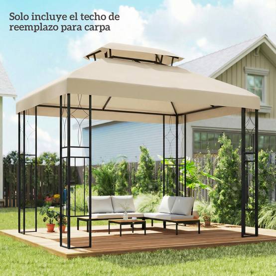 ComfortXL - Toile de Rechange pour Tonnelle Polyester Anti-UV pour Pergola 4x3 m Blanc Crème - ComfortXL Outdoor Living - Image 3