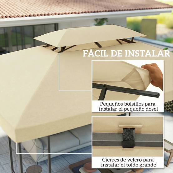 ComfortXL - Toile de Rechange pour Tonnelle Polyester Anti-UV pour Pergola 4x3 m Blanc Crème - ComfortXL Outdoor Living - Image 7