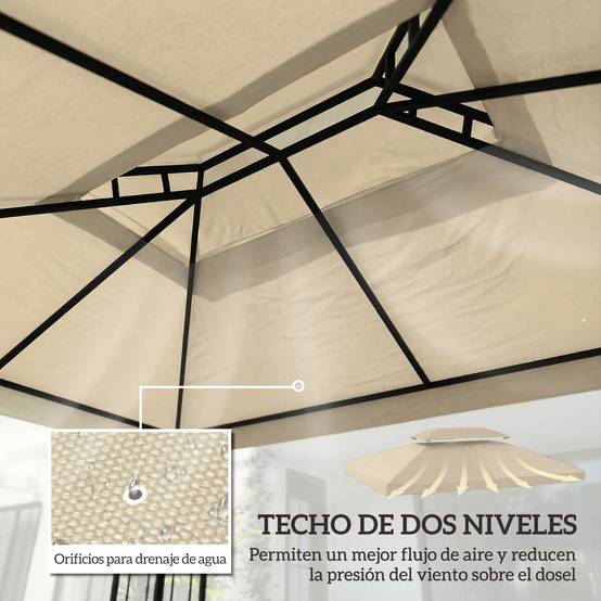 ComfortXL - Toile de Rechange pour Tonnelle Polyester Anti-UV pour Pergola 4x3 m Blanc Crème - ComfortXL Outdoor Living - Image 6