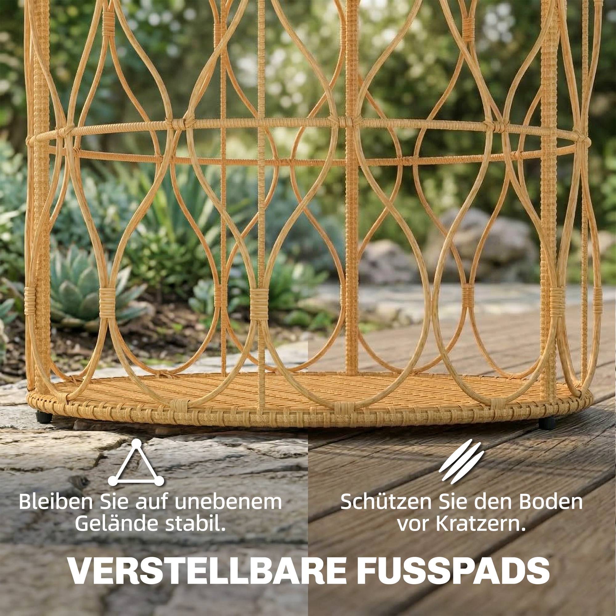 ComfortXL - Table d’appoint ronde rotin PE et acacia Ø50 cm teinte teck intérieur extérieur - ComfortXL Outdoor Living - Image 7