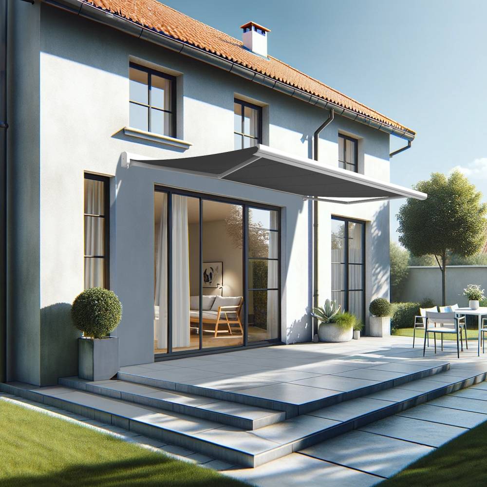 Intersun - Store banne coffre CELESTE 5,00x3,00 M (Manuelle - Blanc - Gris Graphite) - INTERSUN - Imagen 2