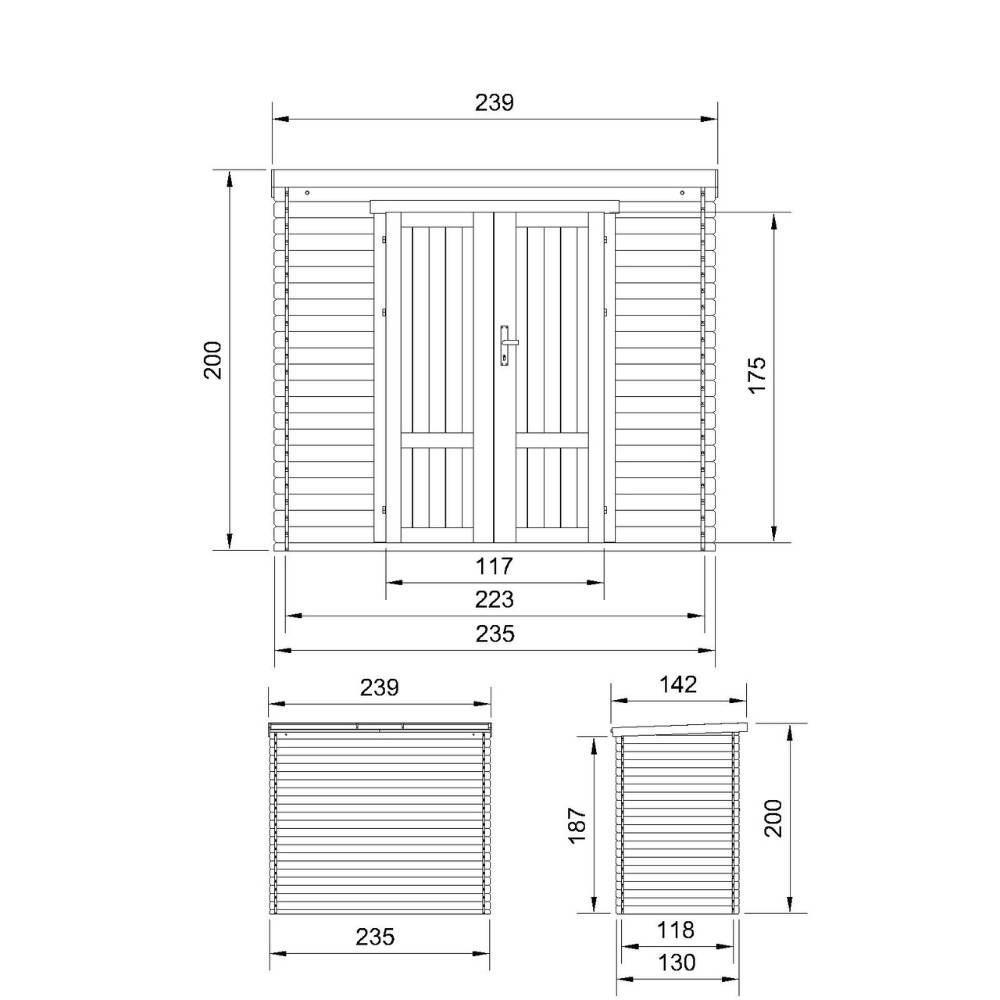 Timbela - Abri de Jardin en Bois - 2.63 m² / 142x239xH200 cm - Timbela M310F1 - Image 5