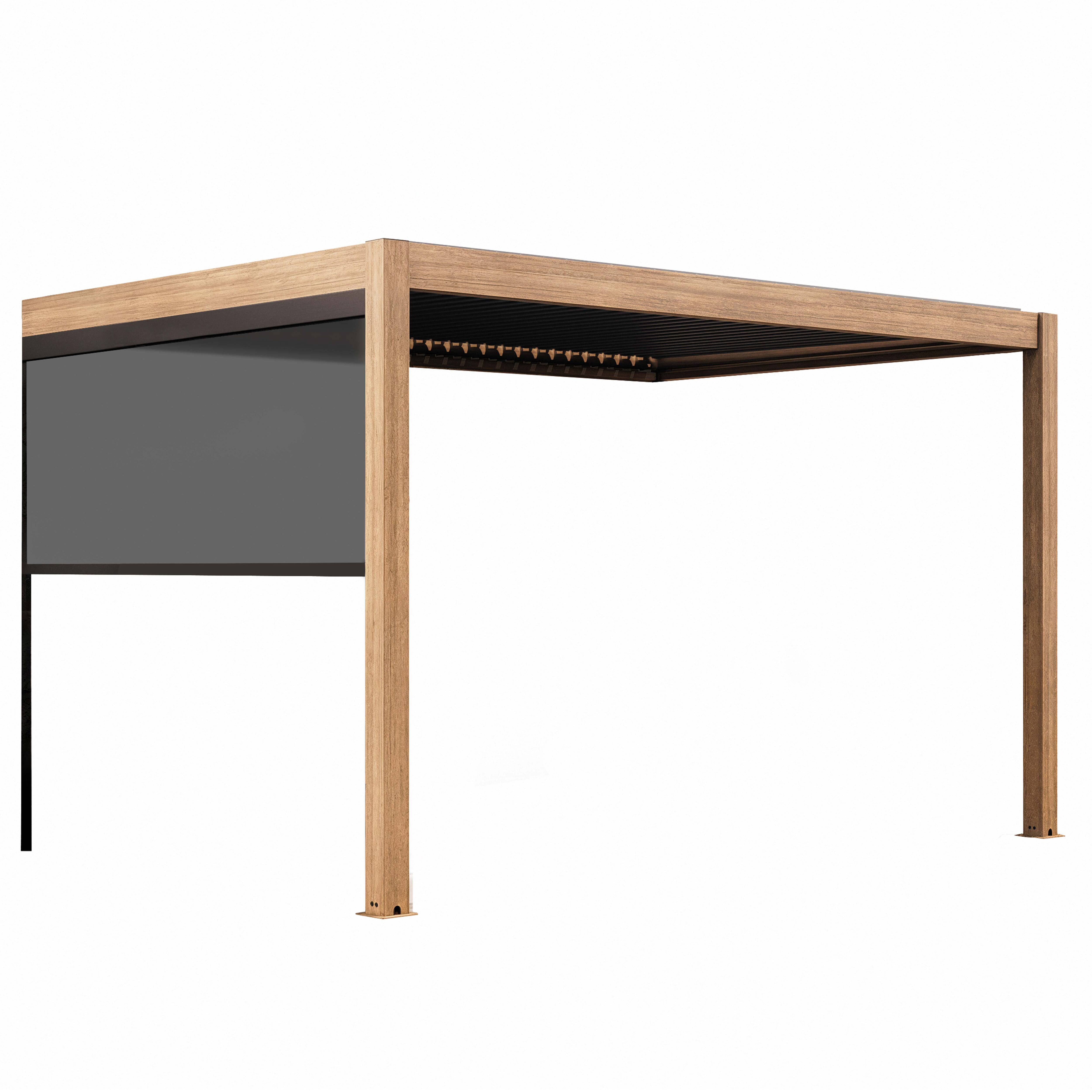 Oviala - Pergola bioclimatique adossée et motorisée éclairée 3x4m et 1 store Thebes - Oviala - Image 2
