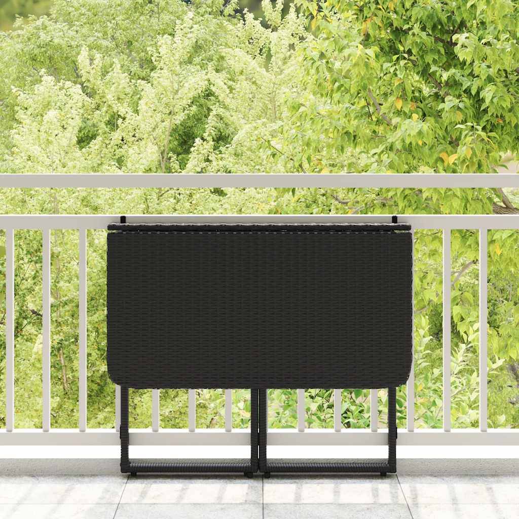 Table de jardin pliante noir 90 x 51 x 75 cm polyrotin - PANGIVO - Image 3