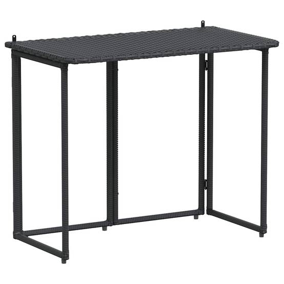 Table de jardin pliante noir 90 x 51 x 75 cm polyrotin - PANGIVO - Image 2