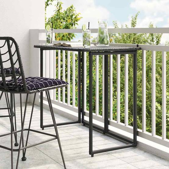 Table de jardin pliante noir 90 x 51 x 75 cm polyrotin - PANGIVO - Image 1