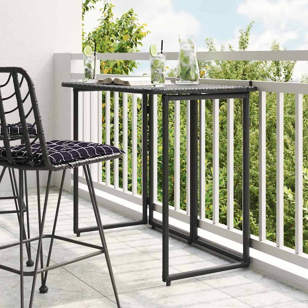 Table de jardin pliante noir 90 x 51 x 75 cm polyrotin - PANGIVO - Image 1