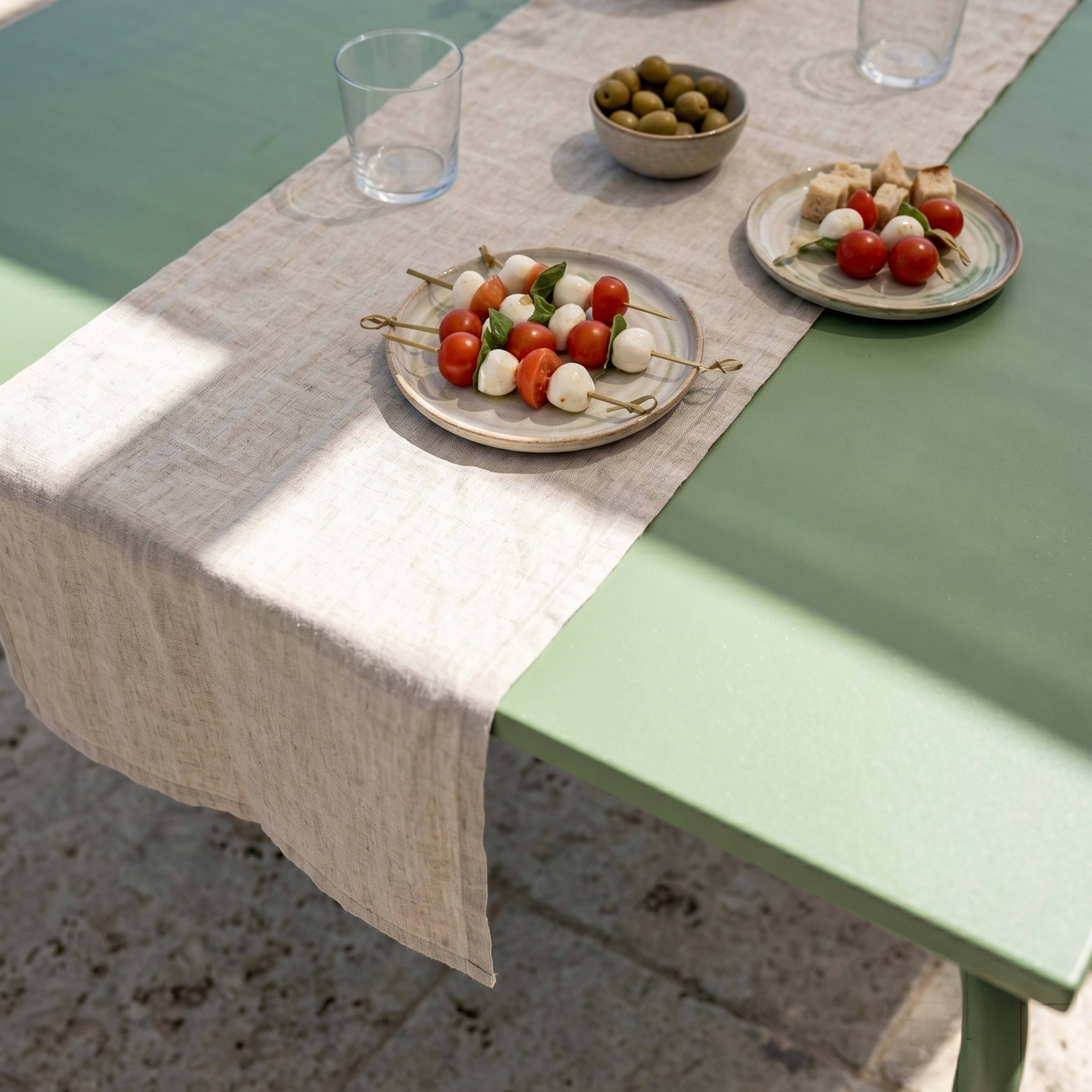 Oviala - Table de jardin carrée en métal 8 places 120 cm vert cactus Palavas - Oviala - Imagen 3