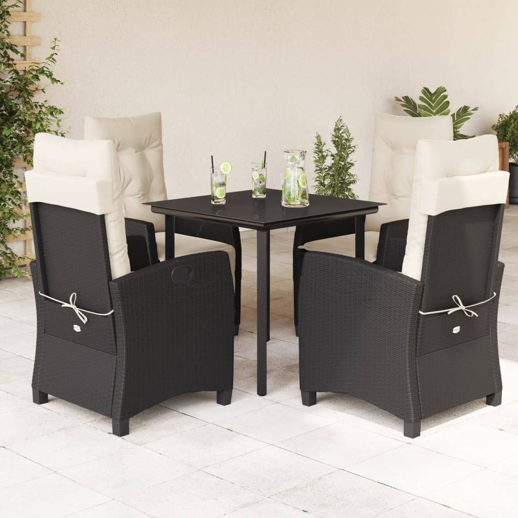 Salon de Jardin 4 Personnes Résine Tressée Noire, Ensemble Repas avec Fauteuils Relax Multi-positions – ComfortXL Outdoor Living - Image 1