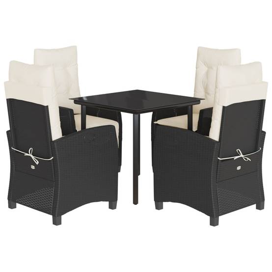 Salon de Jardin 4 Personnes Résine Tressée Noire, Ensemble Repas avec Fauteuils Relax Multi-positions – ComfortXL Outdoor Living - Image 2