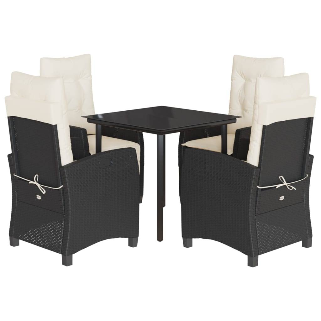 Salon de Jardin 4 Personnes Résine Tressée Noire, Ensemble Repas avec Fauteuils Relax Multi-positions – ComfortXL Outdoor Living - Image 2