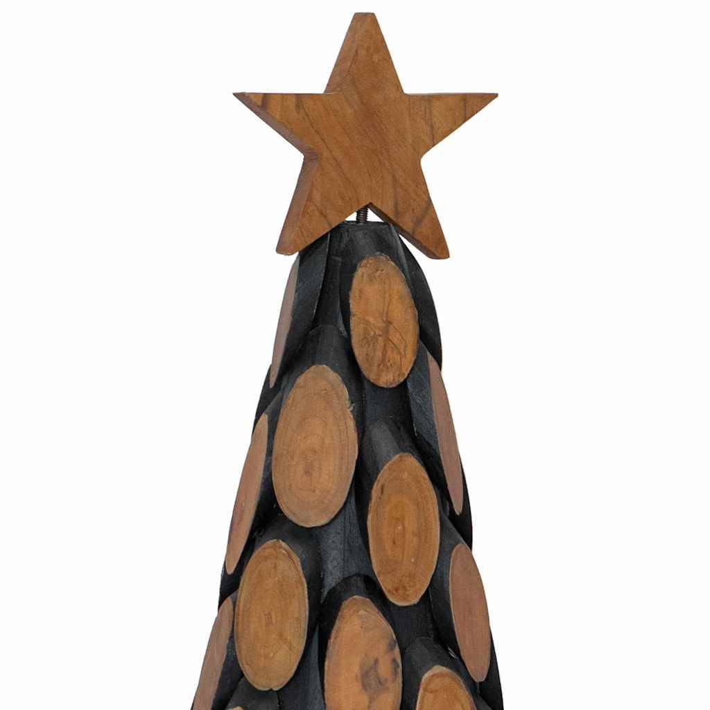 Sapin de Noël en bois de teck massif décoratif pour intérieur Marron 60 cm – ComfortXL Outdoor Living - Image 7