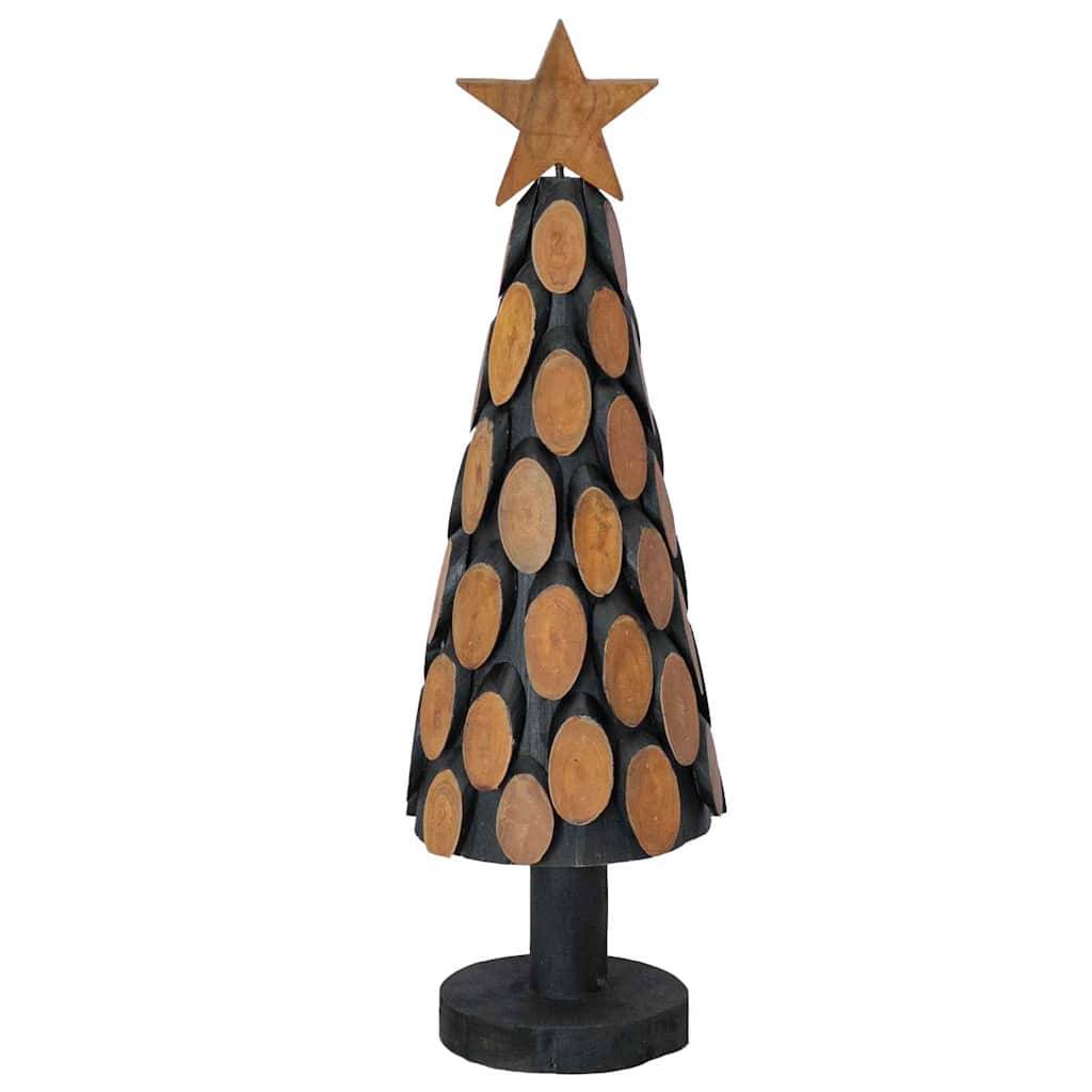 Sapin de Noël en bois de teck massif décoratif pour intérieur Marron 60 cm – ComfortXL Outdoor Living - Image 6