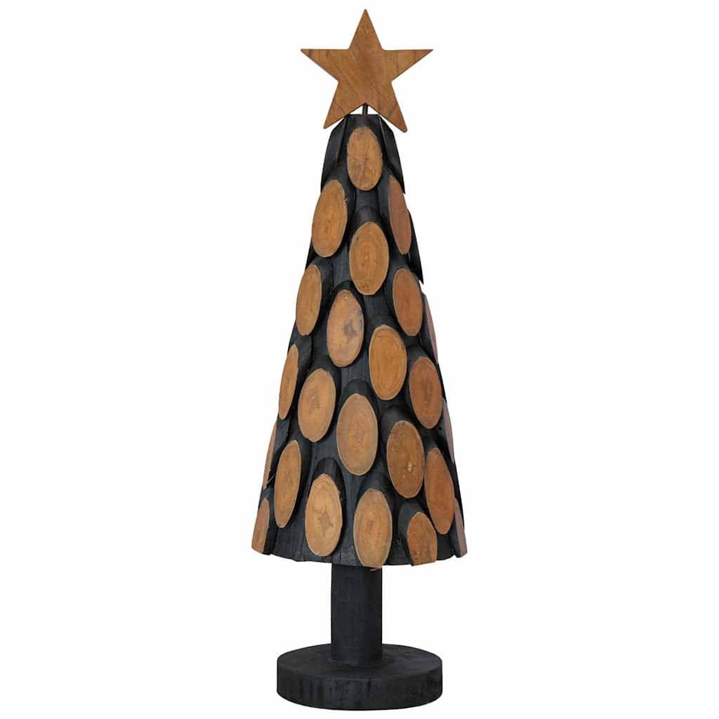 Sapin de Noël en bois de teck massif décoratif pour intérieur Marron 60 cm – ComfortXL Outdoor Living - Image 4