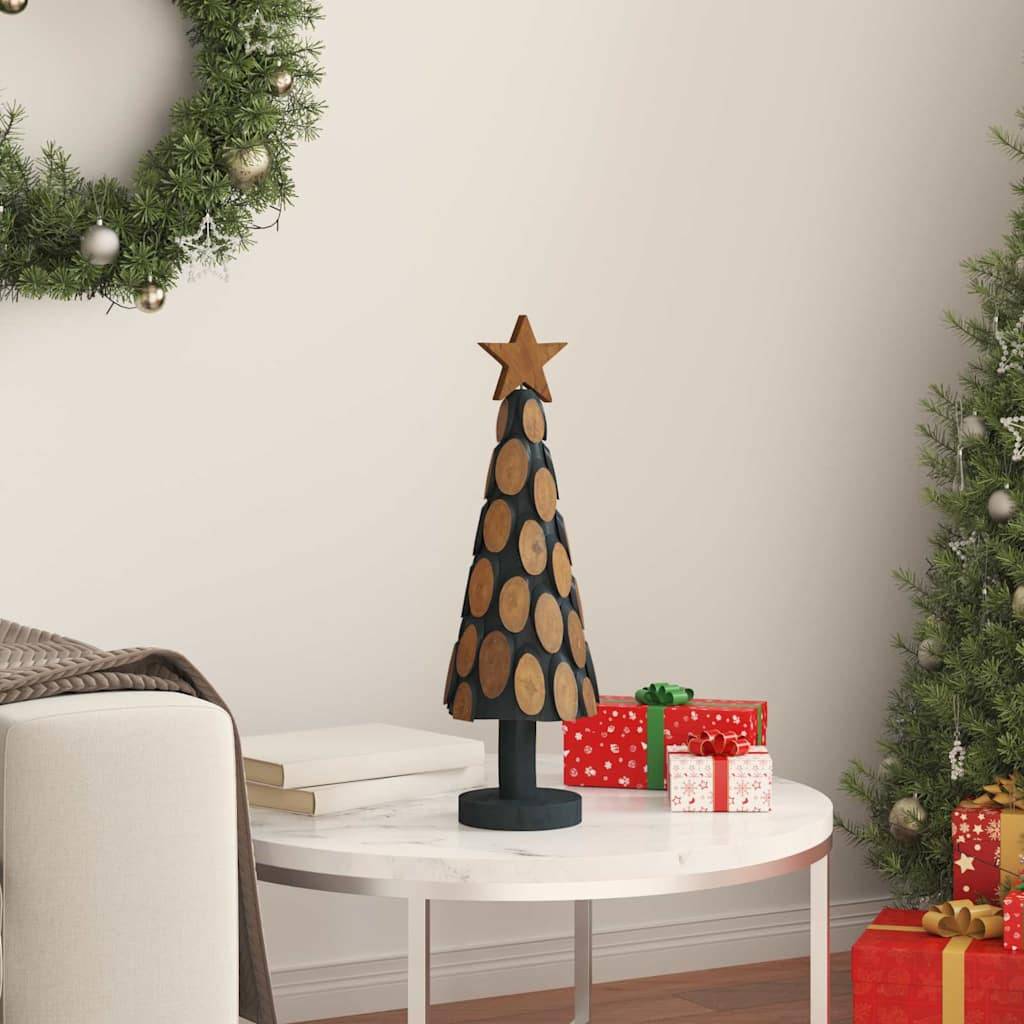 Sapin de Noël en bois de teck massif décoratif pour intérieur Marron 60 cm – ComfortXL Outdoor Living - Image 3