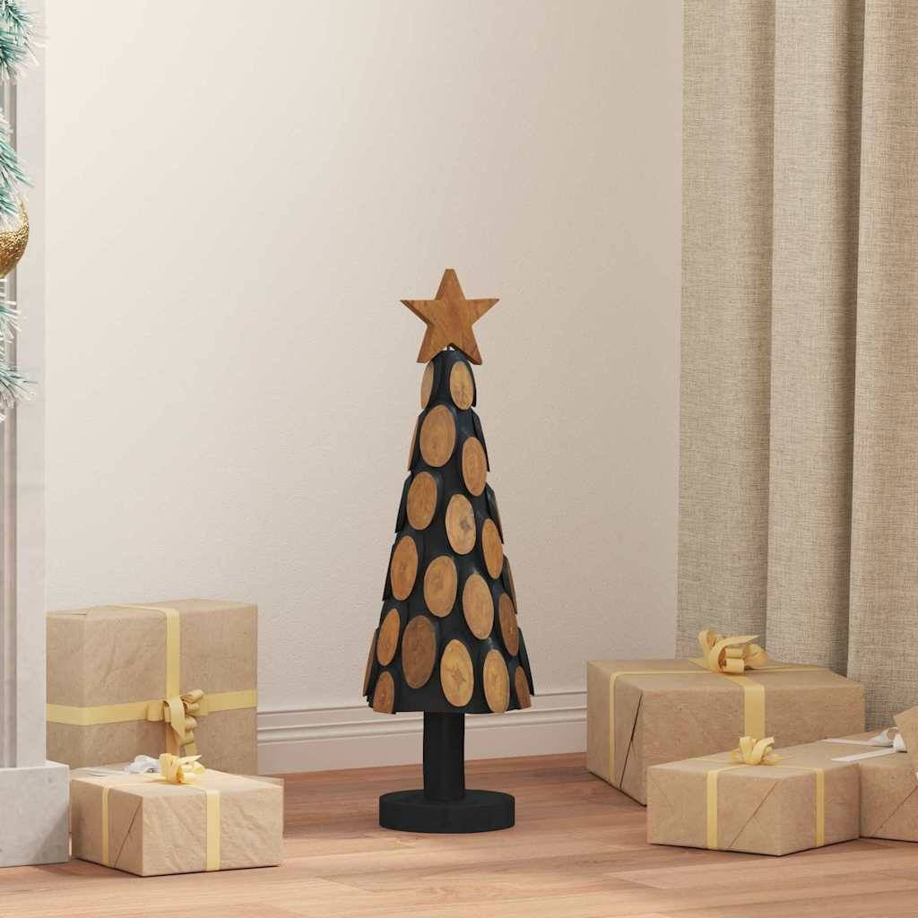 Sapin de Noël en bois de teck massif décoratif pour intérieur Marron 60 cm – ComfortXL Outdoor Living - Image 1