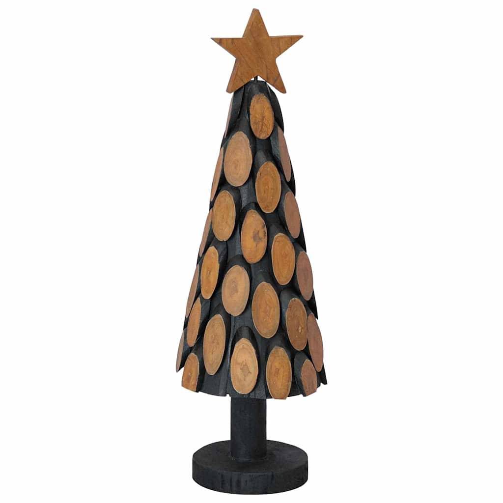 Sapin de Noël en bois de teck massif décoratif pour intérieur Marron 60 cm – ComfortXL Outdoor Living - Image 2