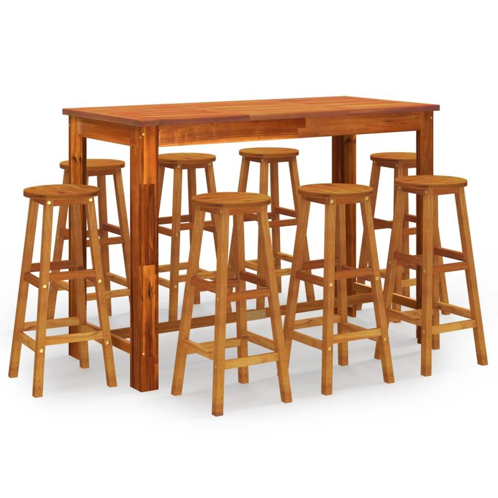 Helloshop26 - Ensemble de bar de jardin 9 pièces bois d'acacia solide - Imagen 1