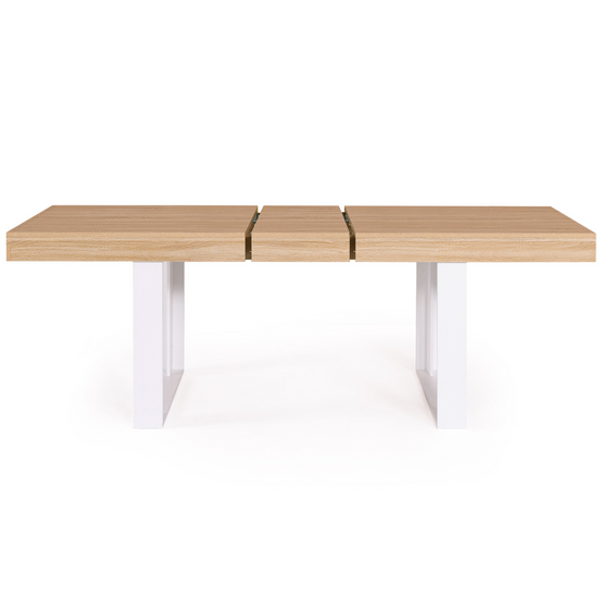 Table à manger extensible rectangle PHOENIX 4-8 personnes bois et blanc 160-200 cm - Image 3