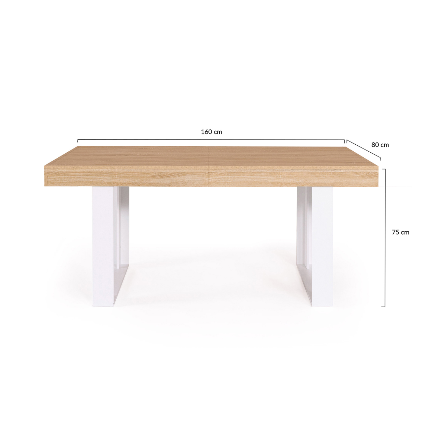 Table à manger extensible rectangle PHOENIX 4-8 personnes bois et blanc 160-200 cm - Image 6