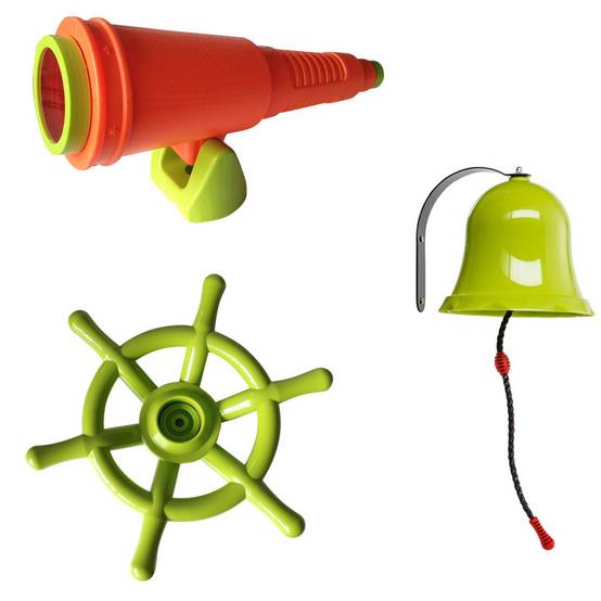 Soulet - Kit accessoires Pirate pour aire de jeux cloche, longue-vue et gouvernail - Image 1