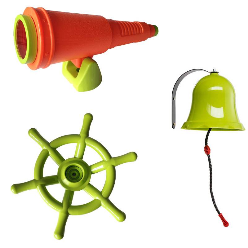 Soulet - Kit accessoires Pirate pour aire de jeux cloche, longue-vue et gouvernail - Image 1