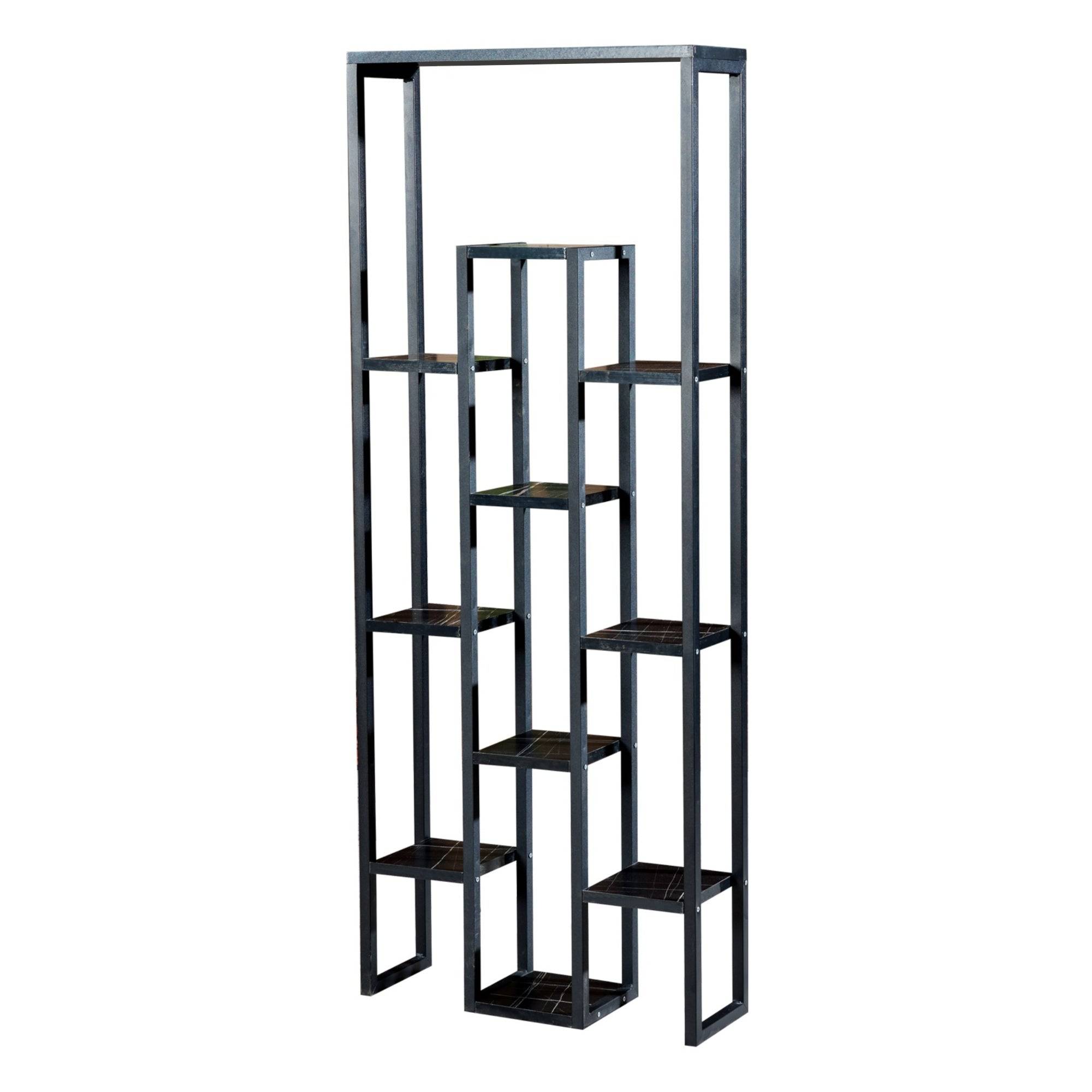 Support de plantes à 11 niveaux 150 x 60 x 19 cm marbre noir / noir - Image 1